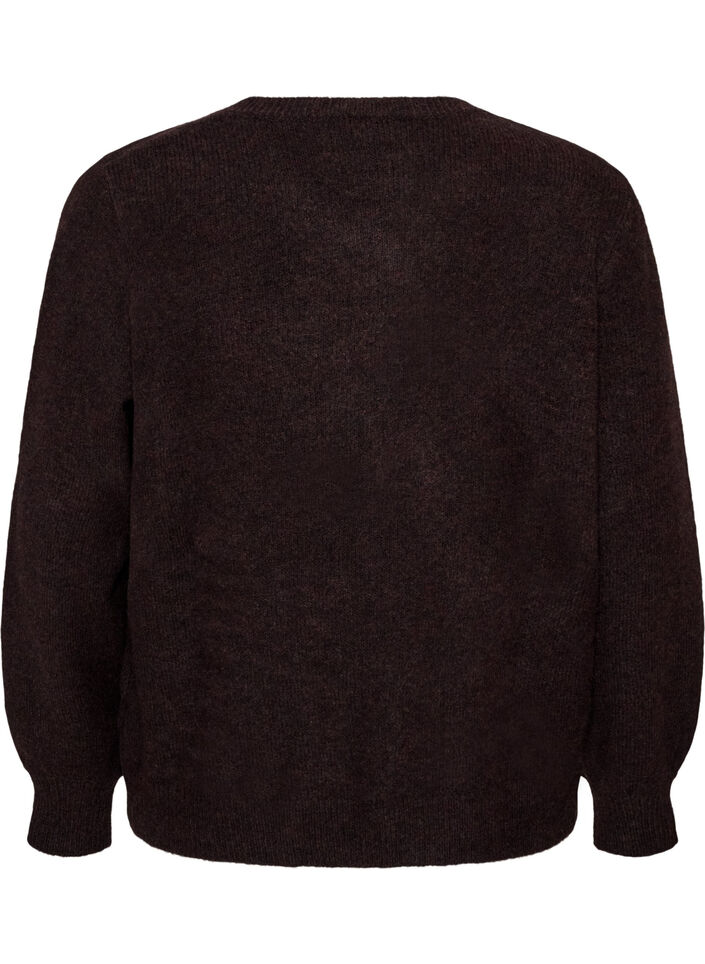 Cardigan med hj&auml;rtformade knappar, Brun, Packshot image number 1
