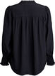 Blus med volangkrage och rynkning, Svart, Packshot image number 1