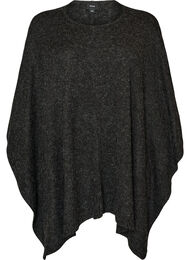 Stickad poncho med rund hals, Gr&aring;