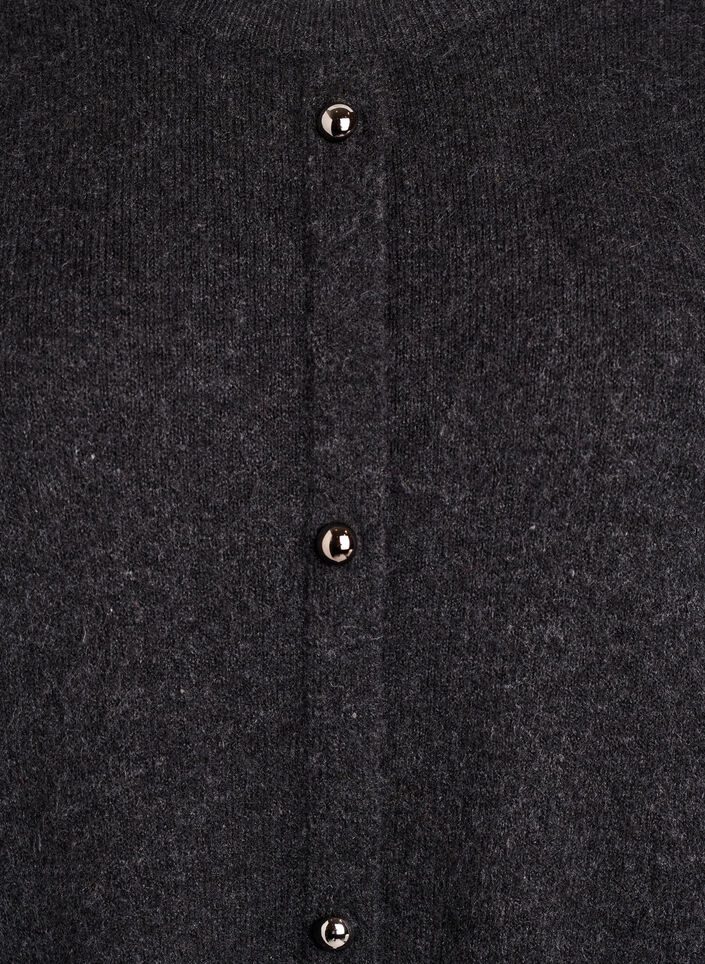 Kort stickad klänning med korta ärmar och klotknappar, Grå, Packshot image number 2