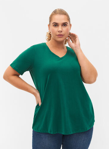 Enfärgad t-shirt i bomull, Evergreen, Model image number 0