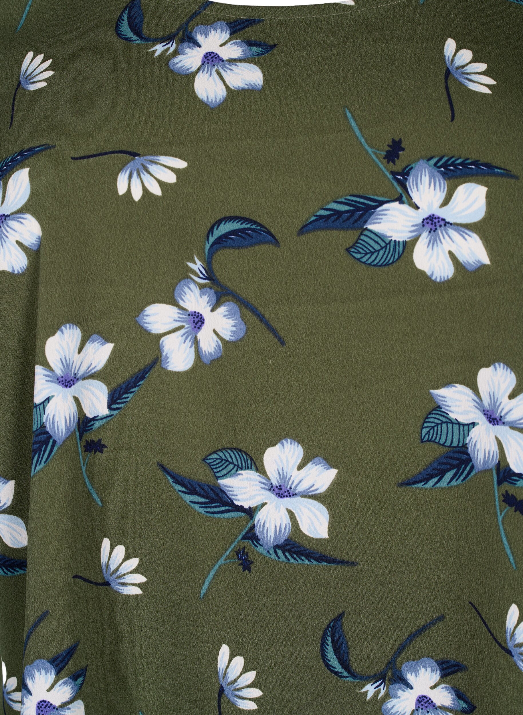 Zizzi FLASH - blus med kort &auml;rm och tryck, Olive Night Flower, Packshot image number 2