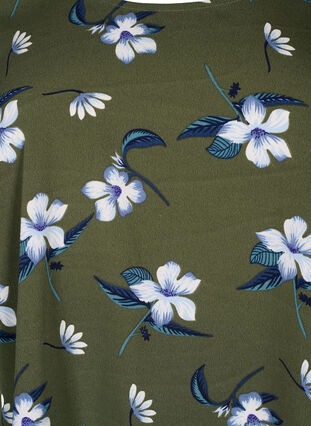 FLASH - blus med kort ärm och tryck, Olive Night Flower, Packshot image number 2