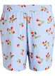 Shorts i bomull med tomatm&ouml;nster och h&ouml;g midja, Bl&aring;, Packshot image number 1