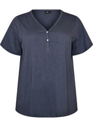 T-shirt med knappdetalj, Bl&aring;