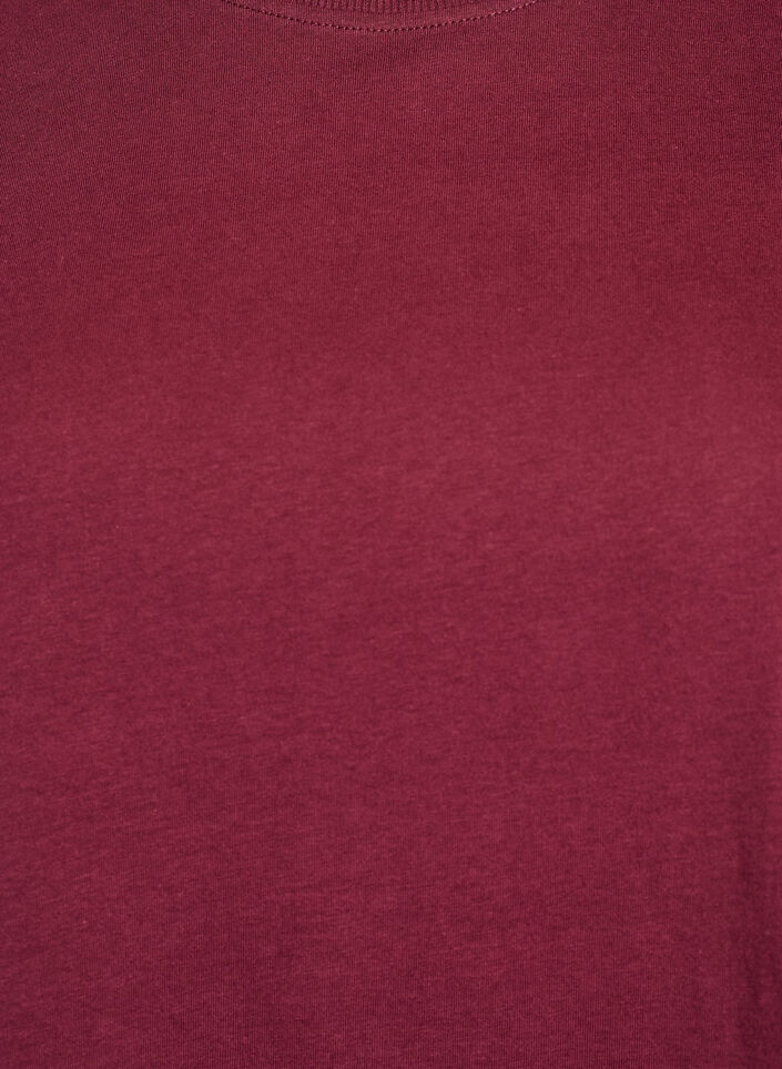 Enkel t-shirt i bomull med rund halsringning, M&ouml;rk Bordeaux, Packshot image number 2