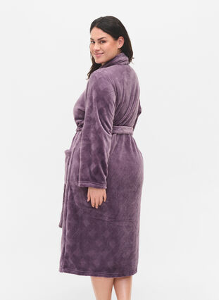 Lång morgonrock med fickor, Vintage Violet, Model image number 1