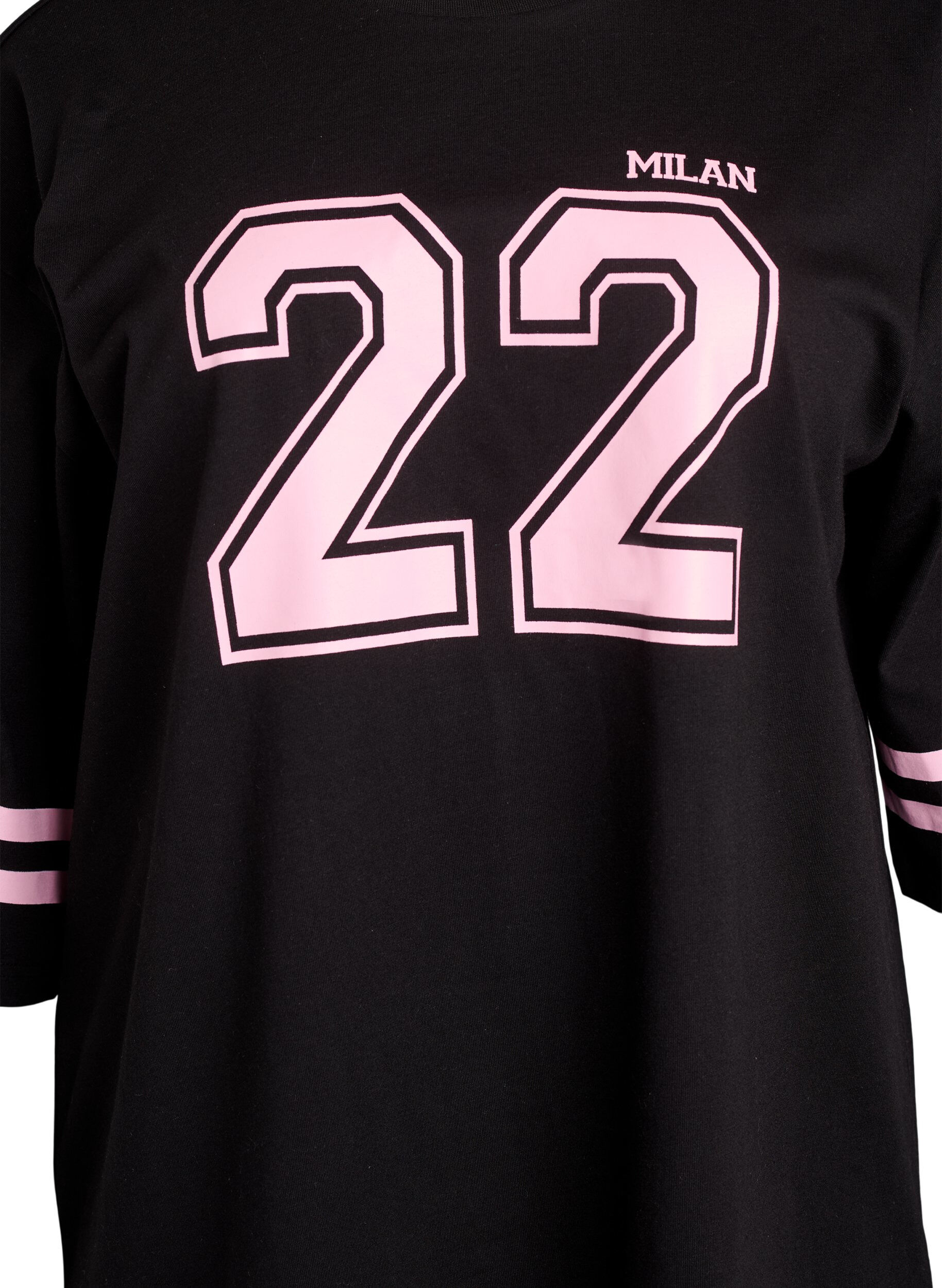 Zizzi Oversized college-t-shirt med 3/4-&auml;rm, Svart, Packshot image number 2