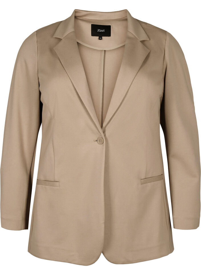 Enkel blazer med knapp, Beige, Packshot image number 0