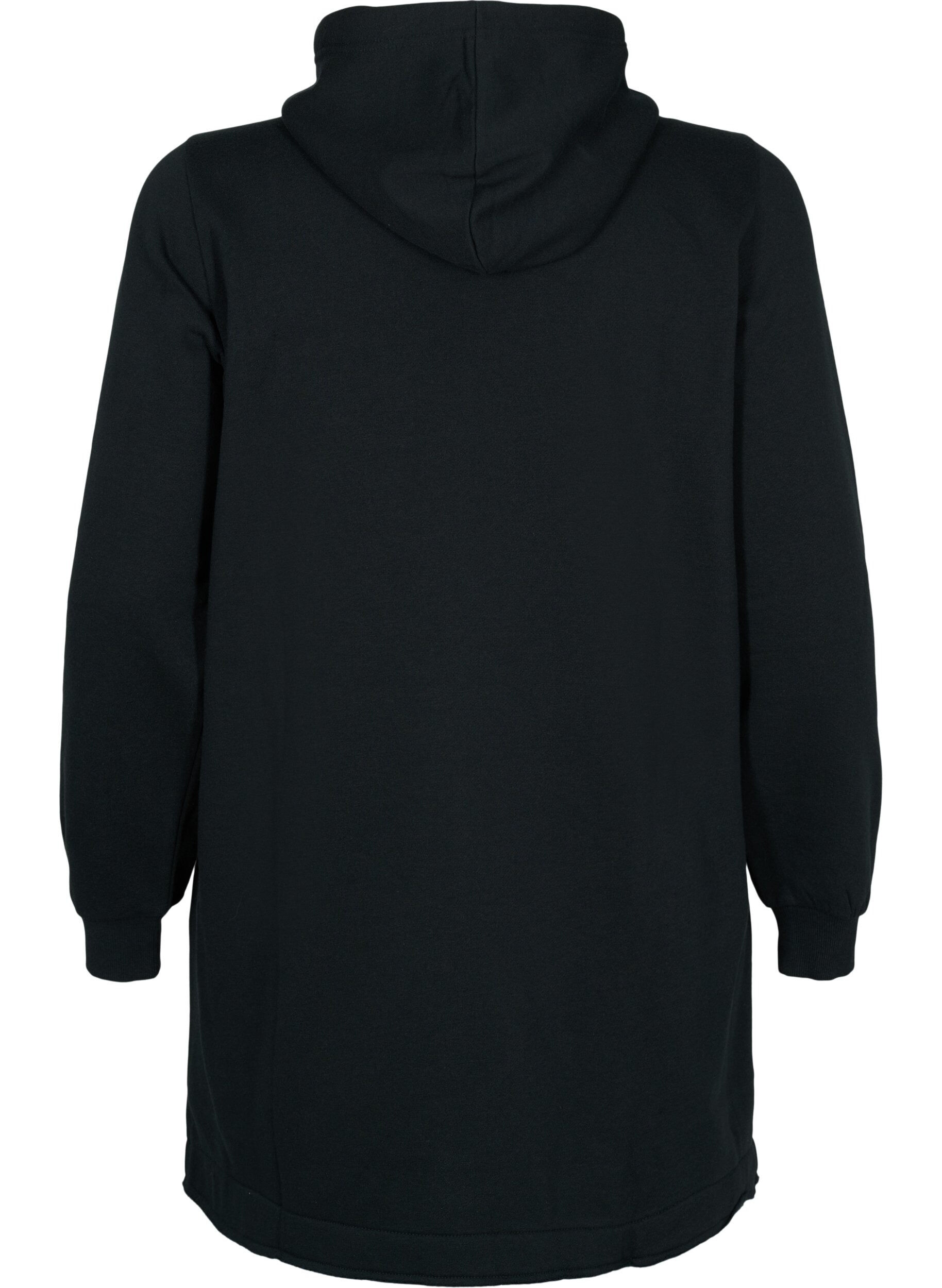 Zizzi L&aring;ng sweatshirt med huva och fickor, Black, Packshot image number 1