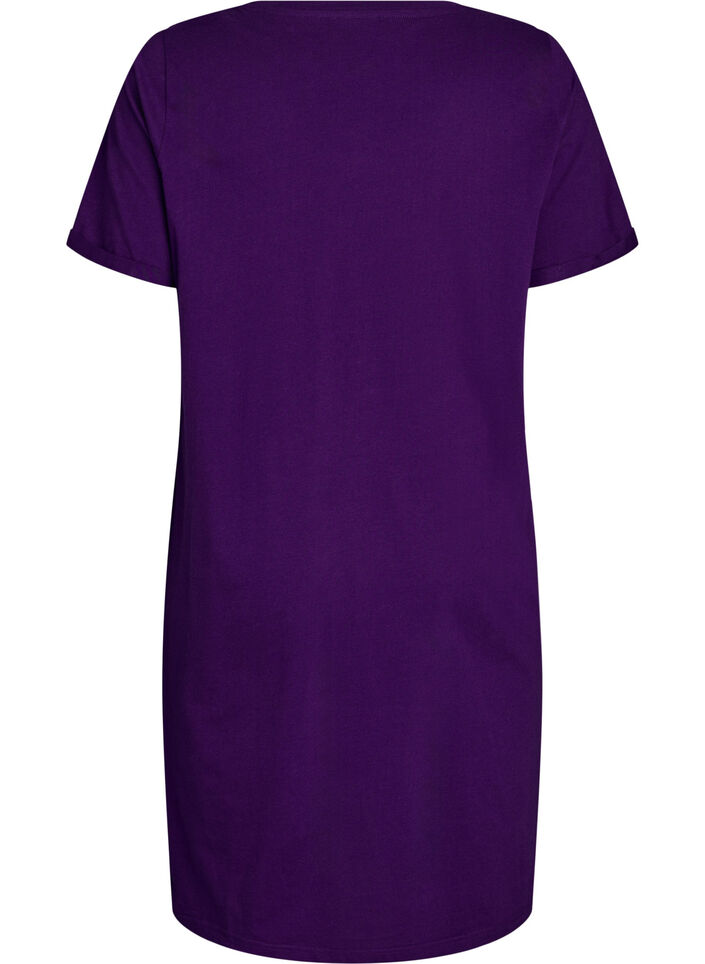 Kort&auml;rmat nattlinne i ekologisk bomull, Bl&aring;, Packshot image number 1