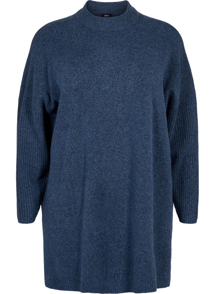 Lång stickad blus med långa ärmar, Bering Sea Mel., Packshot image number 0