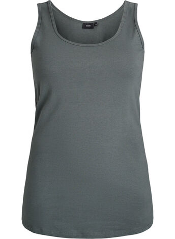 Solid färg bas topp i bomull, Grön, Model