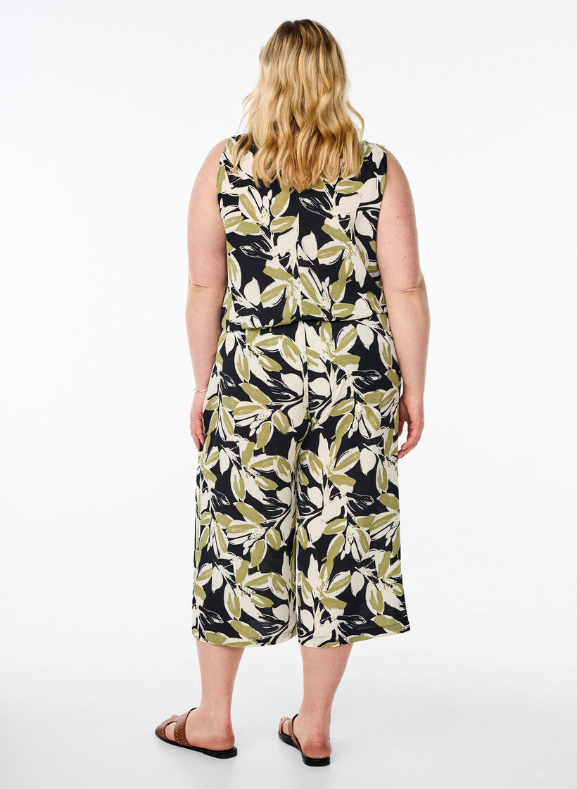 Culottebyxor med tryck, Svart, Model image number 1