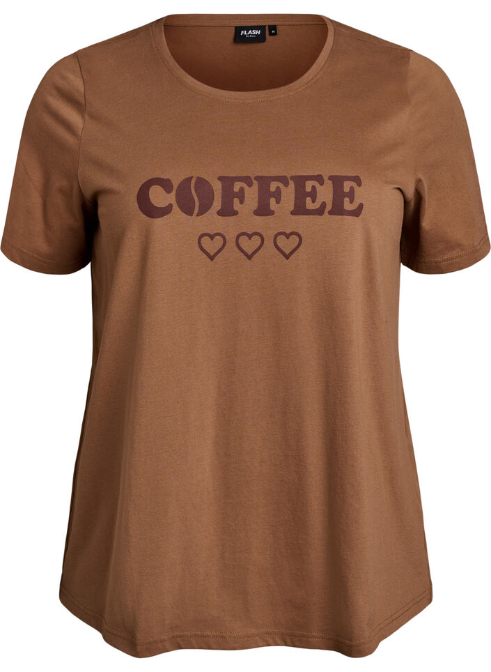 T-shirt med tryck, Brun, Packshot image number 0
