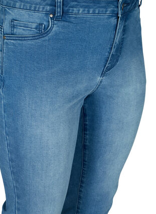 Trekvartsbyxor i jeans med rosett, Blue denim, Packshot image number 2