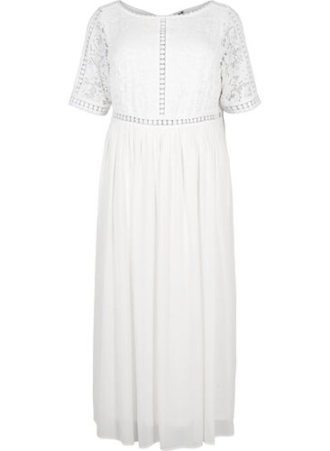 Maxiklänning med ringad rygg  och korta ärmar, Bright White, Packshot image number 0