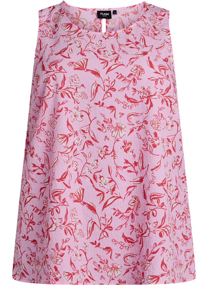 &Auml;rmelloses Top mit Struktur, Rosa, Packshot image number 0