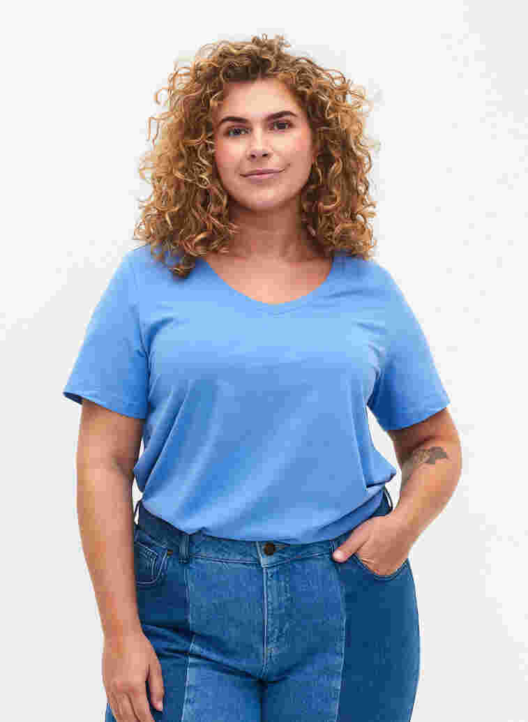 Enfärgad t-shirt i bomull, Ultramarine, Model image number 0