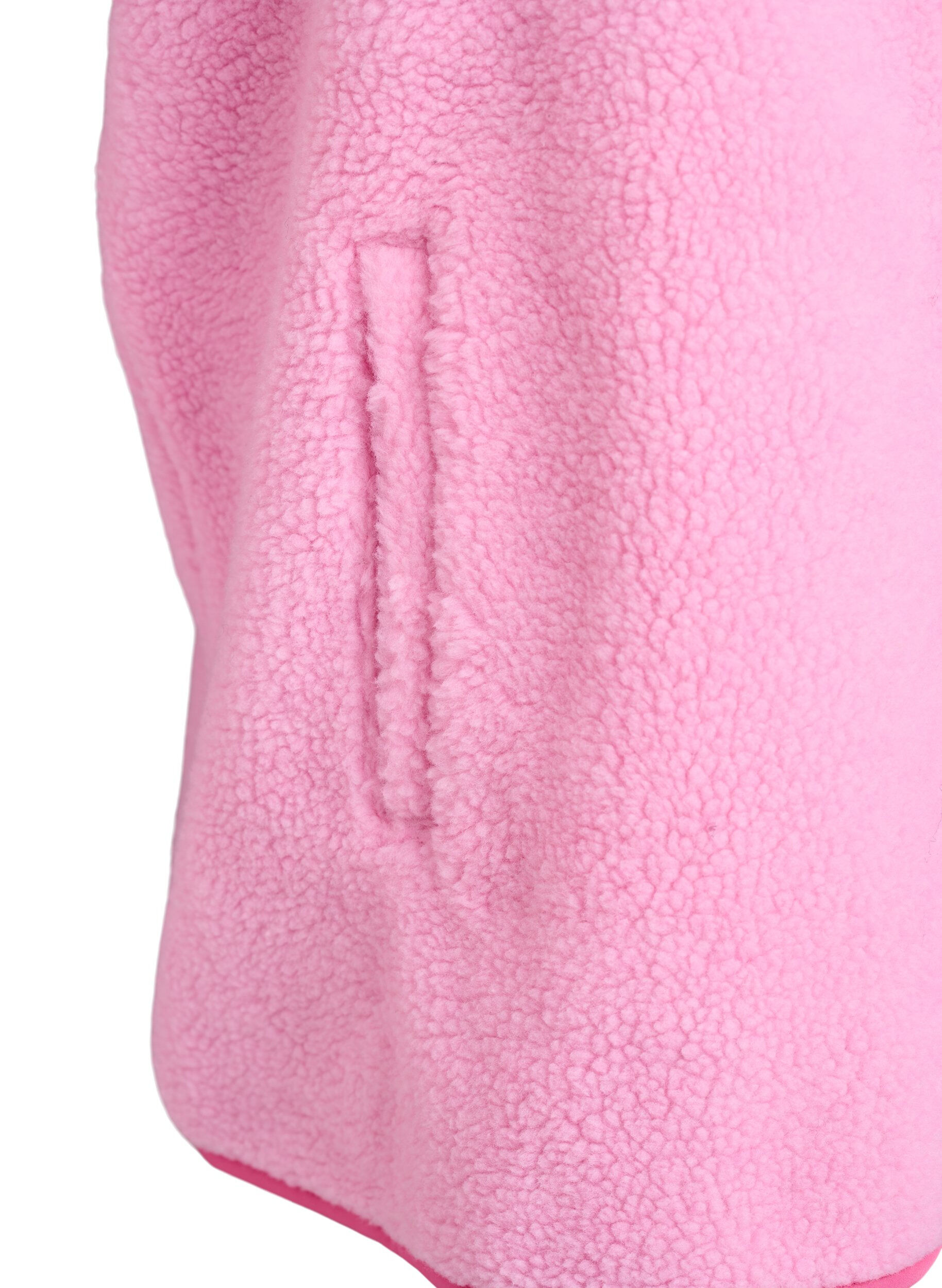 Zizzi V&auml;st i teddyfleece med dragkedja och kontrastdetaljer, Rosa, Packshot image number 3