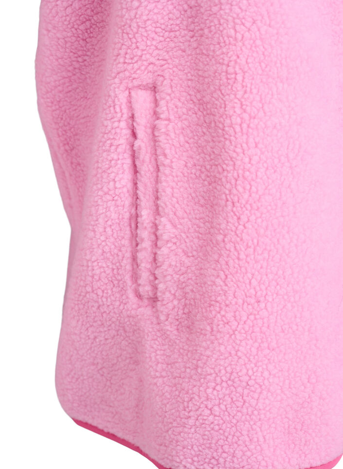 V&auml;st i teddyfleece med dragkedja och kontrastdetaljer, Rosa, Packshot image number 3