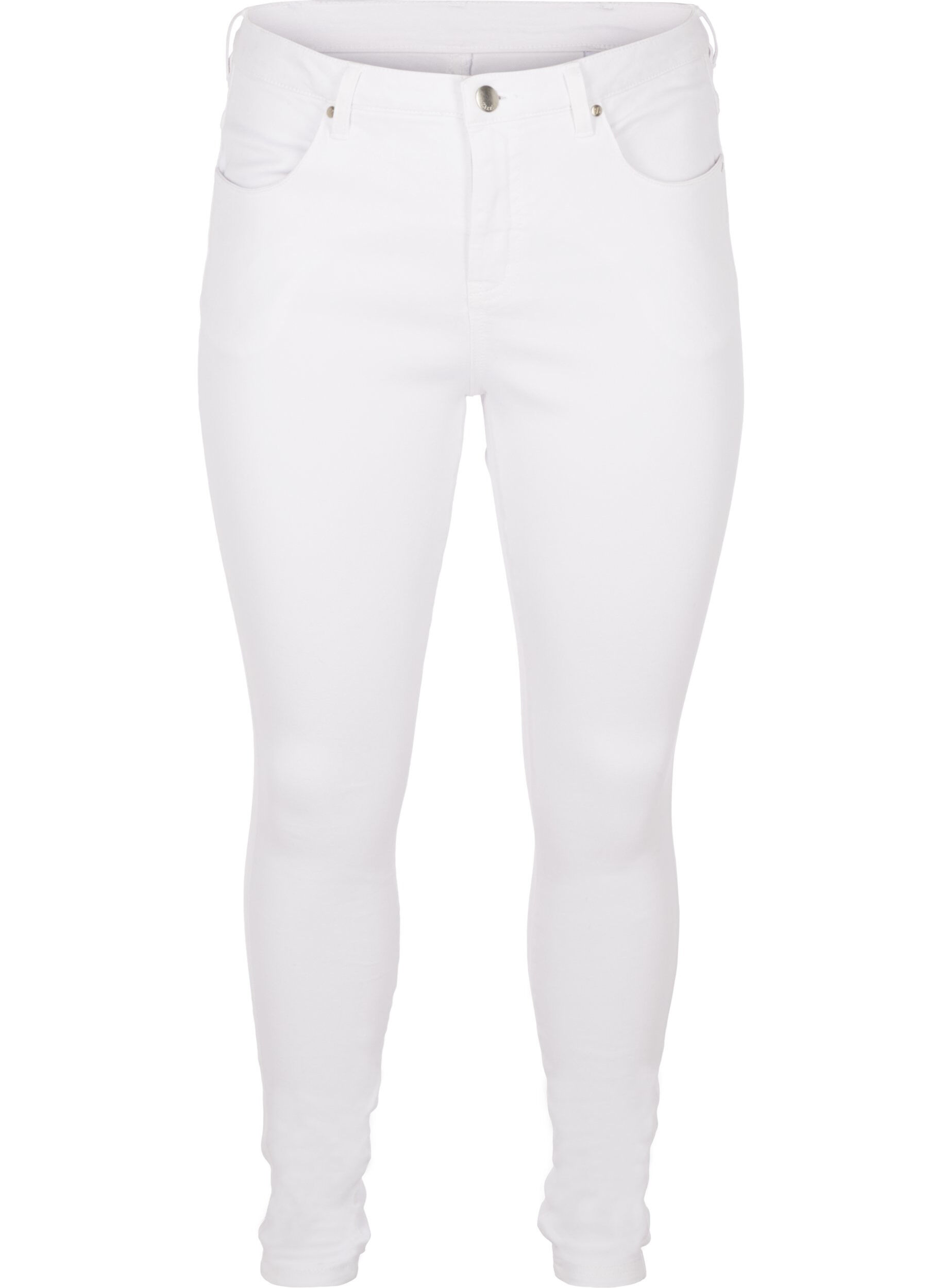ZizziSuper slim Amy jeans med h&ouml;g midja, White, Packshot image number 0