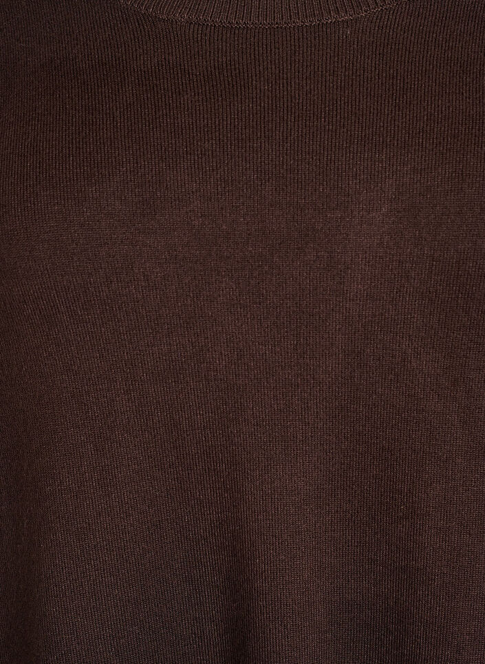 Stickad blus med knappar i sidan, Brun, Packshot image number 2