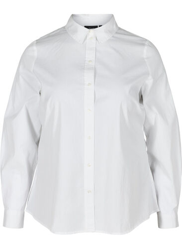Ekologisk bomullsskjorta med krage och knappar, White, Packshot image number 0