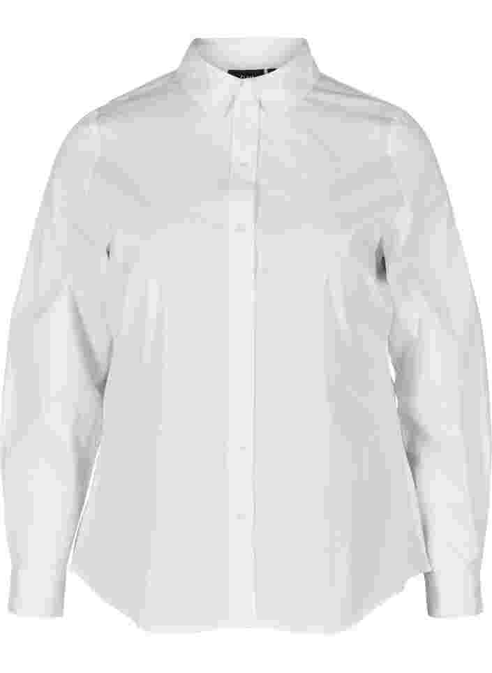 Ekologisk bomullsskjorta med krage och knappar, White, Packshot