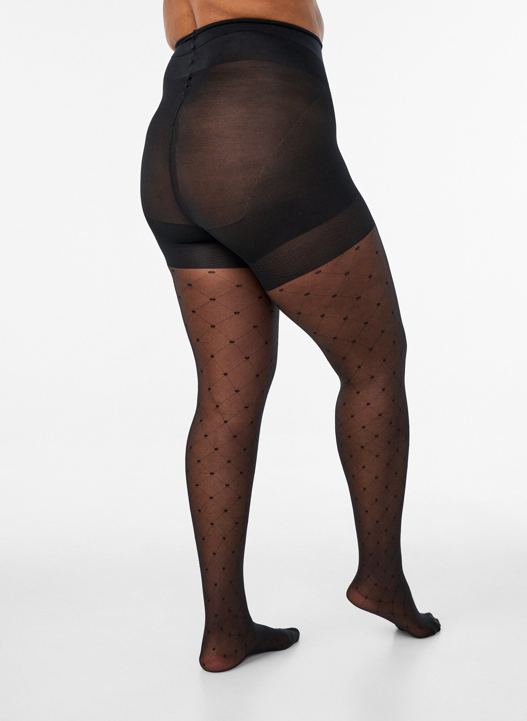 ZizziPush-up 25 denier strumpbyxor med prickigt m&ouml;nster, Svart, Model image number 1