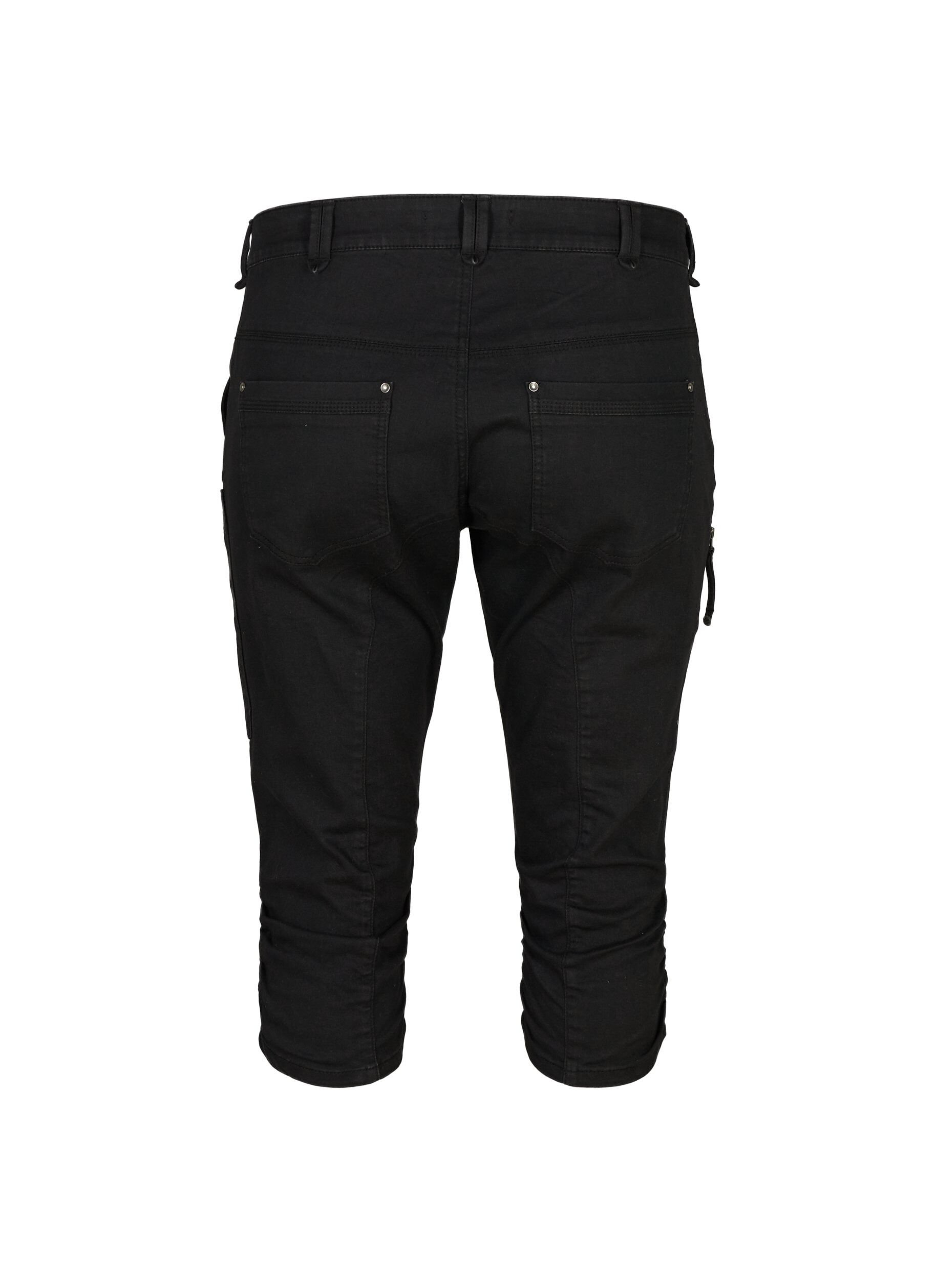 ZizziCaprijeans med smal passform och fickor, Svart, Packshot image number 1
