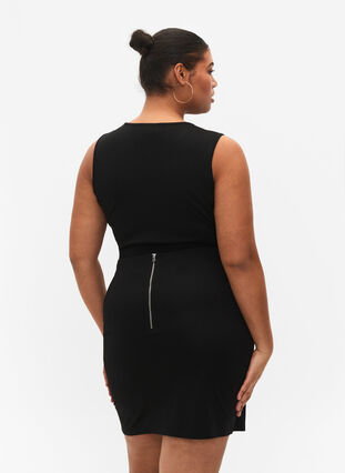 Slim fit kjol med slits, Black, Model image number 1