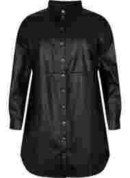 Lång skjorta i läderimitation, Black