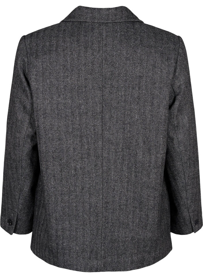 Kavaj i ullblandning med fickor, Dark Grey Melange, Packshot image number 1