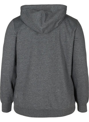 Sweatshirt cardigan med blixtlås och huva, Dark Grey Melange, Packshot image number 1