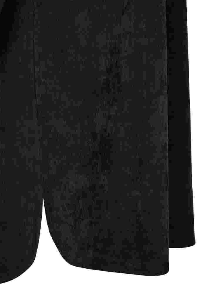 Sammetsklänning med 3/4 ärmar och knappar, Black, Packshot image number 3