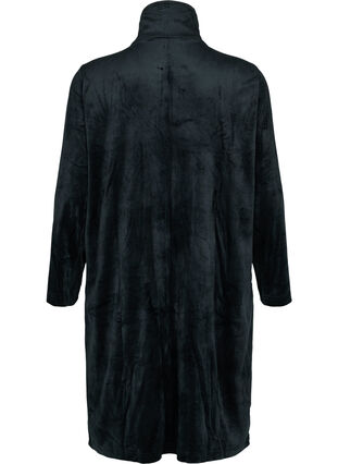 Velour morgonrock med blixtlås, Black, Packshot image number 1