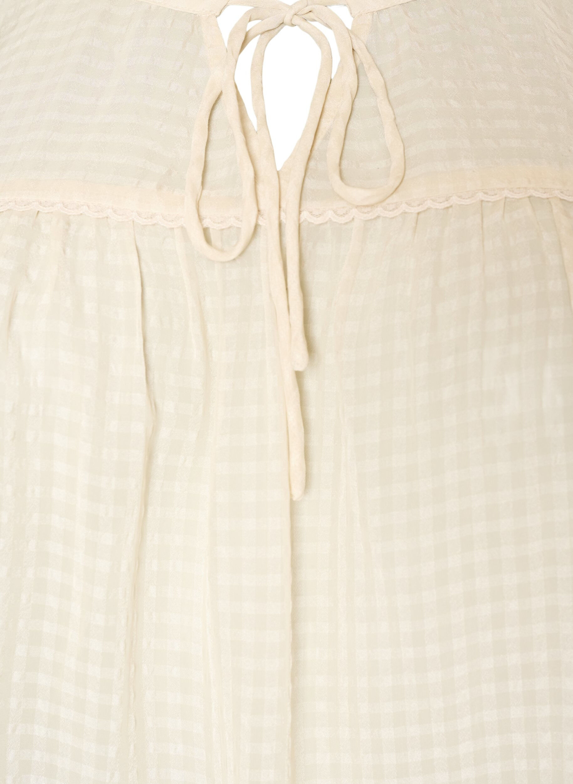 ZizziBlus i seersucker med knytband, Beige, Packshot image number 2