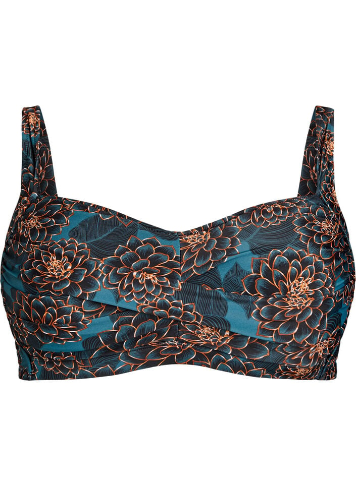 Vadderad bikinitopp med tryck, Bl&aring;, Packshot image number 0