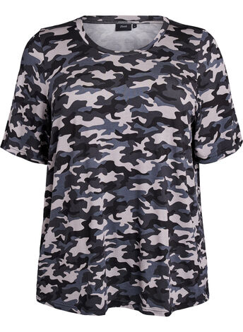 T-shirt med TENCEL™ Lyocell och kamouflagemönster, Grå, Model
