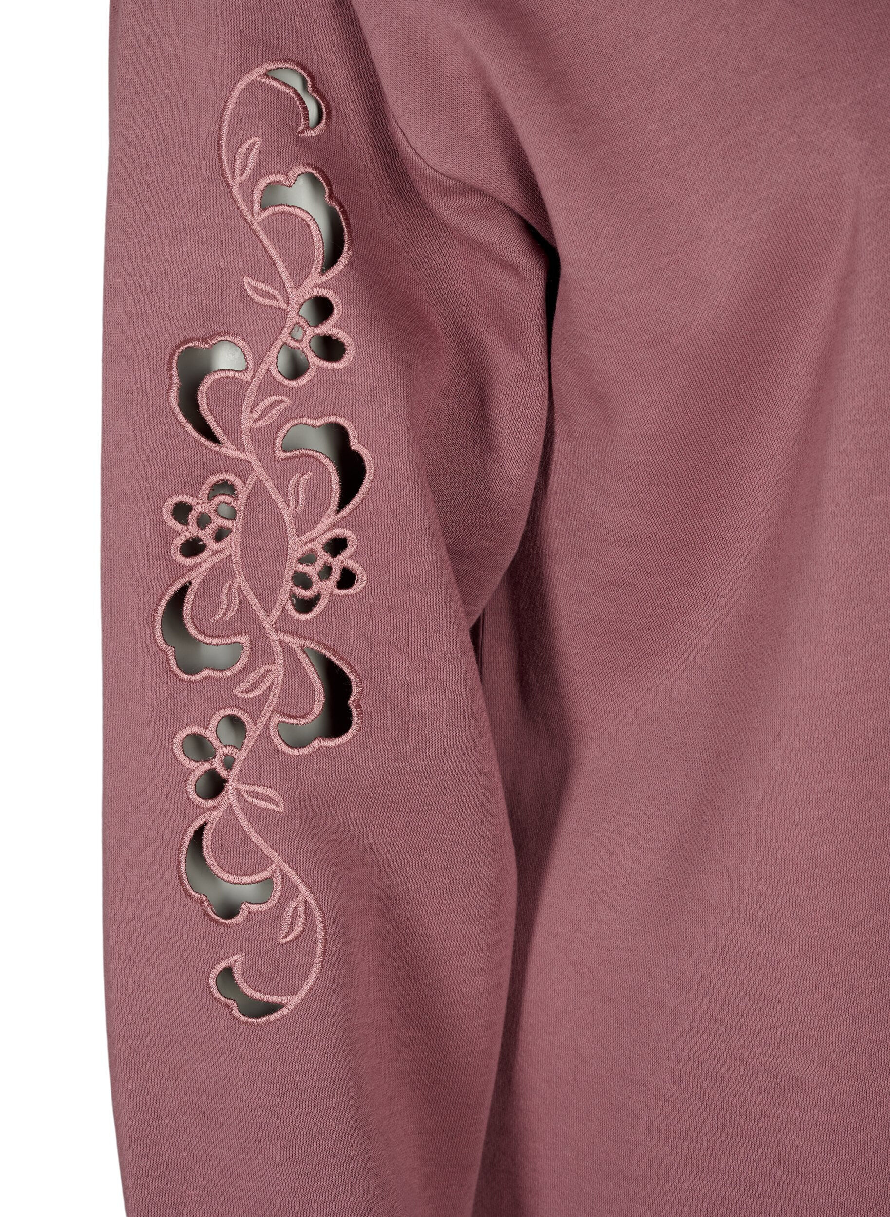 Zizzi Sweatshirtkl&auml;nning med broderade detaljer, Rose Brown, Packshot image number 3