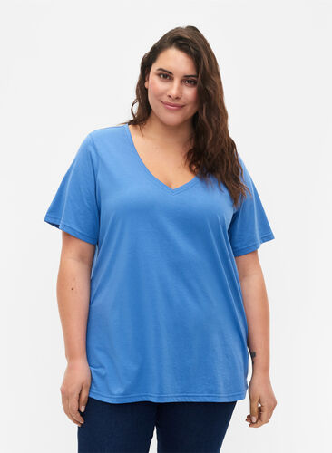 FLASH - T-shirt med v-ringning, Ultramarine, Model image number 0