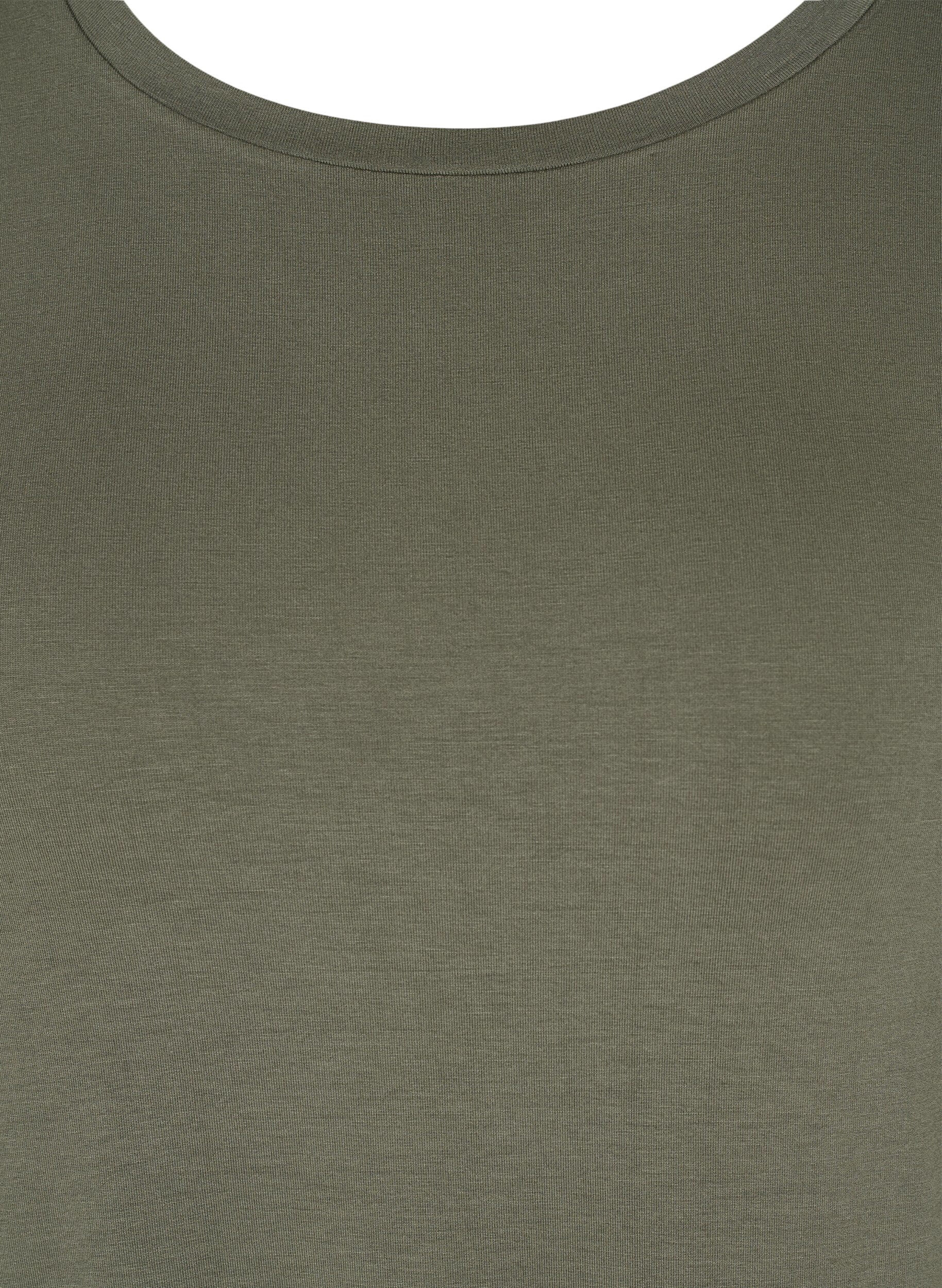 Zizzi Kort&auml;rmad viskostunika med sn&ouml;rdetaljer, Dusty Olive, Packshot image number 2