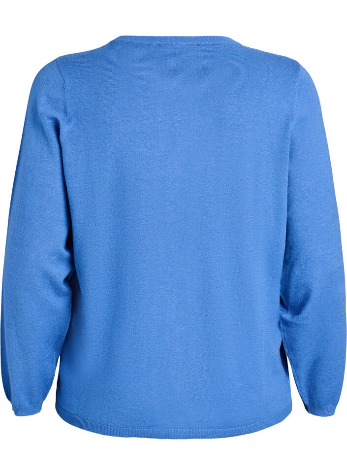 Cardigan med runda knappar, Bl&aring;, Packshot image number 1