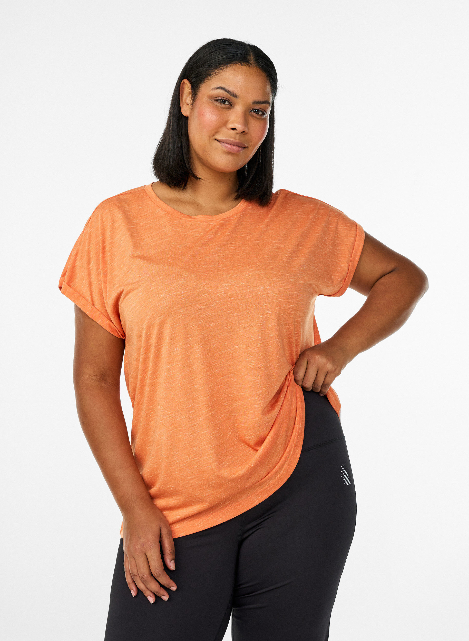 L&ouml;s tr&auml;ningst-shirt med korta &auml;rmar, Orange, Model