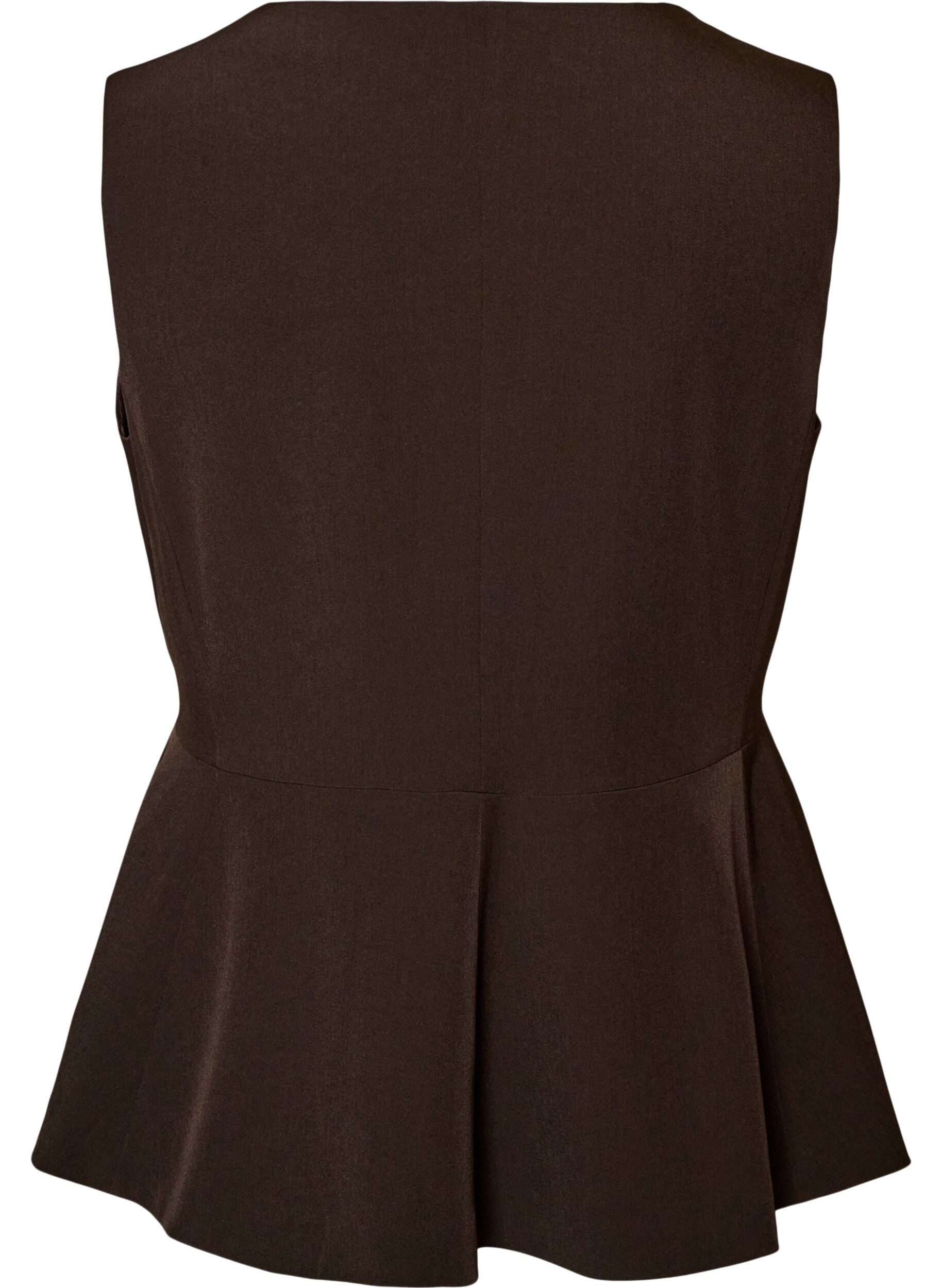 ZizziKritstrecksrandig v&auml;st med peplum, Brun, Packshot image number 1