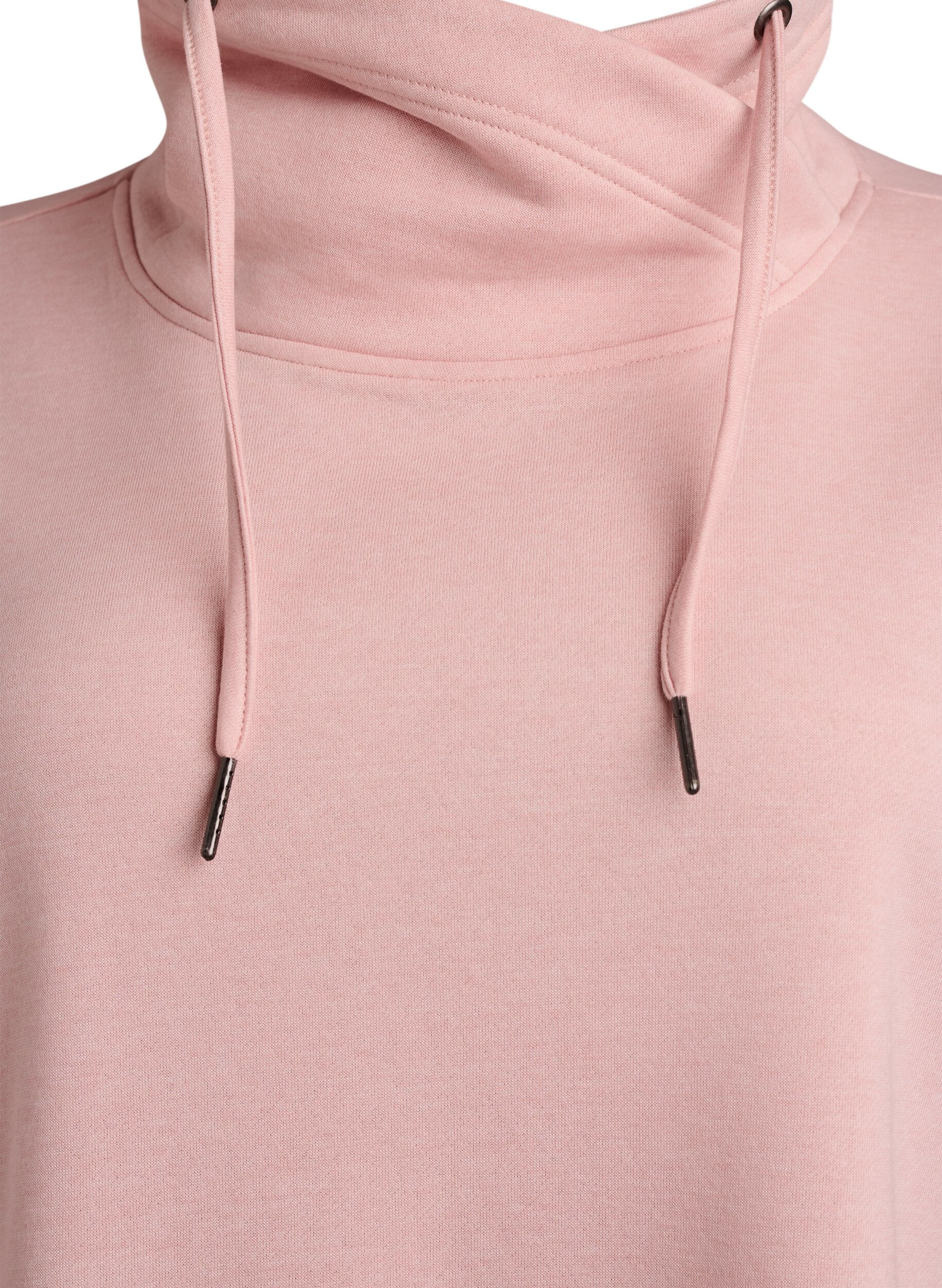 Zizzi Kort sweatshirtkl&auml;nning med h&ouml;g krage och fickor, Rosa, Packshot image number 2