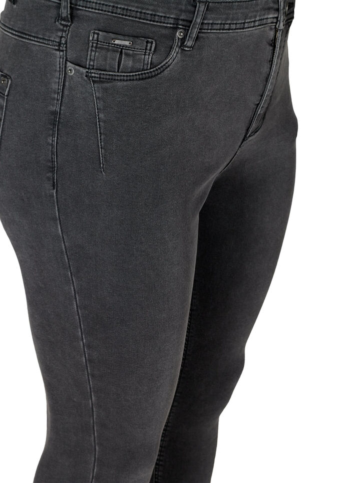 Croppade Amy jeans med blixtl&aring;s, Gr&aring;, Packshot image number 2