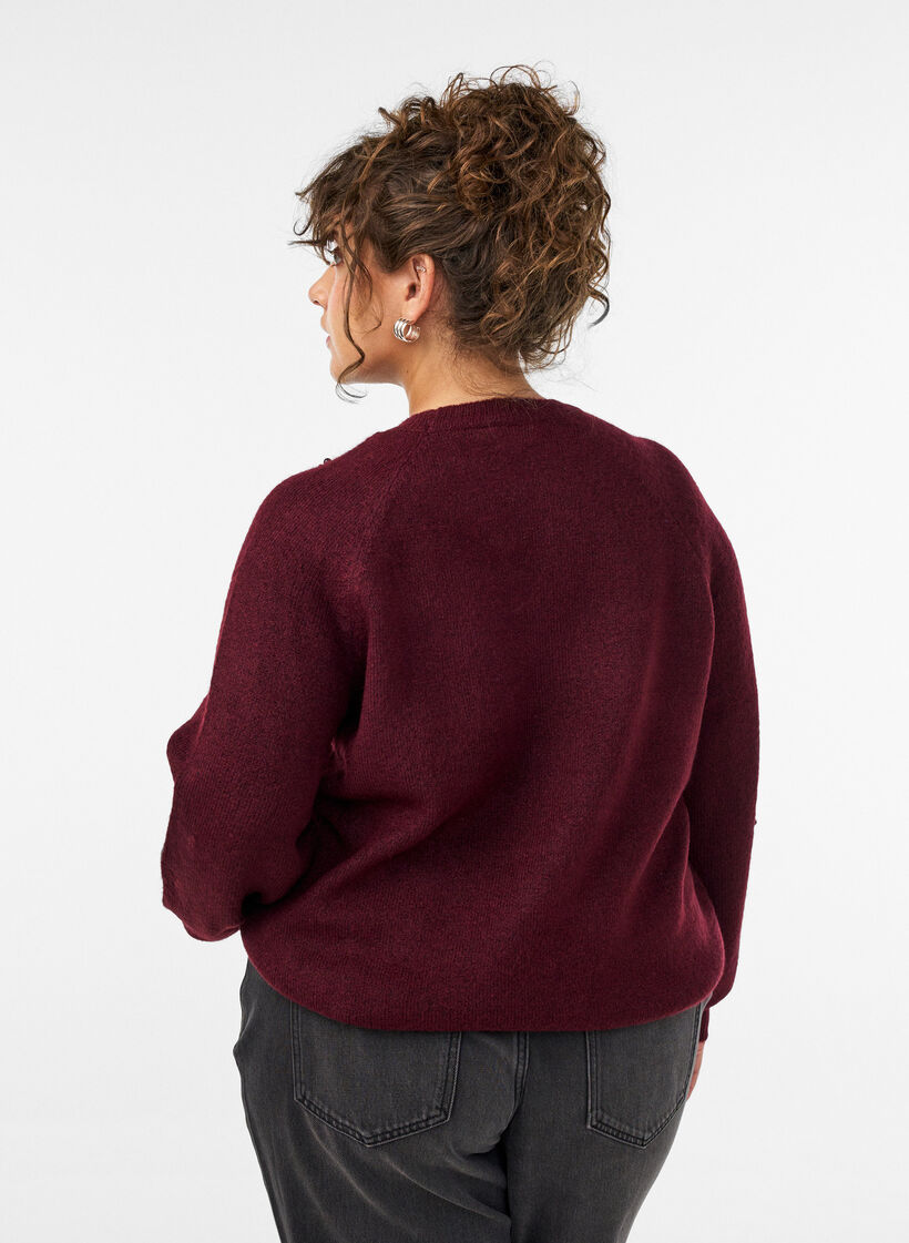 Tr&ouml;ja med p&auml;rlbroderi, R&ouml;d, Model image number 2
