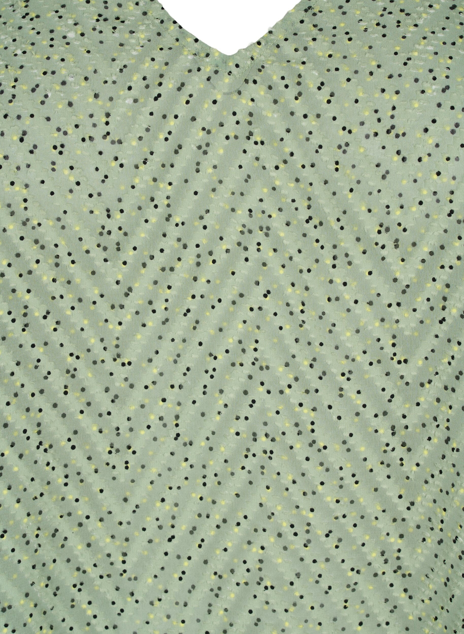 Zizzi Prickig blus med halvl&aring;nga &auml;rmar, Seagrass Dot, Packshot image number 2